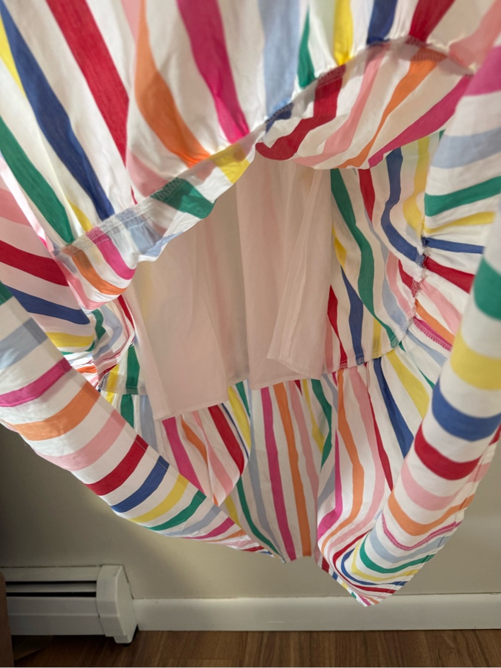 DRAPER JAMES RSVP Tiered Rainbow Pride Maxi Dress w Bow Straps & Pockets Size S - Picture 8 of 15